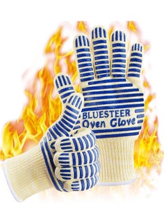 اشتري 540 Degree Temperature BBQ Gloves, Non-Slip Silicone Oven Grip Fingers, BBQ Cooking Gloves.Oven Gloves في السعودية