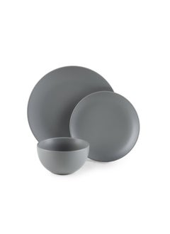 Buy Metro 12-Piece Stoneware Dinner Set - Grey in UAE