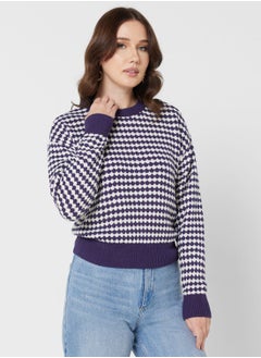 Buy Checked Knitted Sweater in UAE