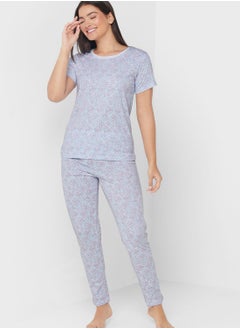 Buy Printed T-Shirt And Pyjama Set in UAE