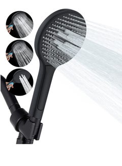 Buy High-Pressure Shower Head with Handheld, 3 Mode Spray Showerhead, 5 Inch Large Face, Black Handheld Shower Head, Adjustable Shower Bracket Holder in Saudi Arabia