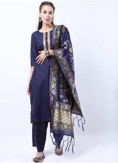 Buy Set of 3 - Ethnic Motifs Printed Straight Kurta, Palazzo & Dupatta in Saudi Arabia