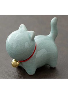 اشتري Green Ceramic Cat  Small Animal Sculpture Home Decor Modern Style Ornament Suitable for Living Room Bedroom Office Desk Cabinet Car Decoration Unique Gift في الامارات