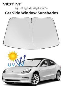 Buy Windshield Sunshade for Tesla Model Y/ Model 3 Tesla/ Model S, Folding Sun Visor Protector Sun Shade Heat Insulation Cover, Heat Blocking Shades Shading Rate 99%, Black & Silver in UAE