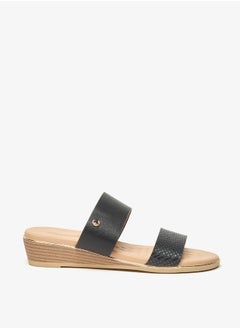 Buy Women's Textured Slip-On Sandals with Wedge Heels in UAE