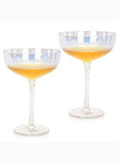 Buy 2 Piece Cocktail Glasses Set 300 ml Modern Glassware Set For Kitchen Premium Barware Cocktail Glasses L 8.5x8.5 X H 27cm in UAE