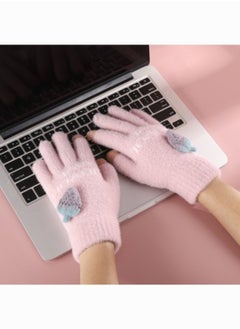 Buy Women girly strawberry mobile screen touch fingers winter wool gloves in Egypt