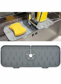 Buy Sink Splash Guard for Kitchen and Bathroom, Silicone Faucet Mat, Draining Pad Behind Faucet, Drip Protector Countertop Protection Rubber Drying (Gray 1pc) in UAE