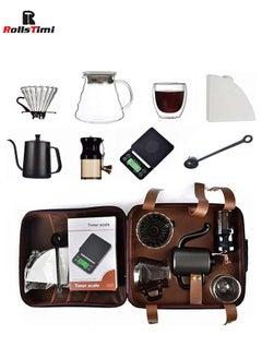 Buy V60 Pour Over Coffee Maker Set Coffee Kettle Scale, Coffee Dripper All in 1 Traveling Camping Manual Coffee Kit Coffee Gift Set in UAE