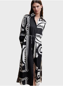 Buy Printed Button Detail Shirt Dress in UAE