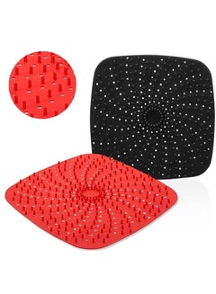 Buy Air Fryer Liners with Raised Silicone | 2 PCS Patented Product | BPA Free Non-Stick Mats | for Tray Accessories – 9 Inch Square Upgrade Reusable in UAE