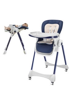 اشتري Multi-Function Baby High Chair, For Feeding & sleeping With Wheels & One Back Cushion في الامارات