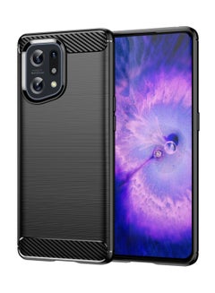 Buy Cover Oppo Find X5 , - Protection Brushed Carbon Fiber Cover Shockproof - Anti-Scratch Case Slip-Resistant - Black in Egypt