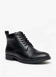 اشتري Men Perforated Chukka Boots with Zip Closure في الامارات