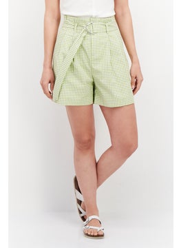 اشتري Women Checkered Basic Shorts, Green/White في الامارات