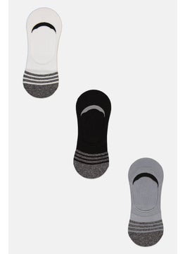 Buy Men 3 Pairs Invisible Foot Sock, Black Combo in UAE