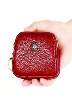 Buy Fashion Genuine Leather Women Coin Purse Double Zipper Small Purse Wallet in UAE