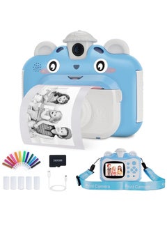 اشتري Instant Print Digital Kids Camera, Selfie 1080P Video Camera for Kid with 180° Rotating Len,32GB TF Card, Print Paper, Color Pens Set, Rechargeable Toy Camera في الامارات