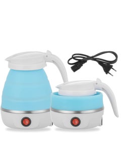 Buy Foldable Portable Kettle Travel Upgraded Food Grade Silicone 5 Mins Heater Blue 600ML Blue in UAE