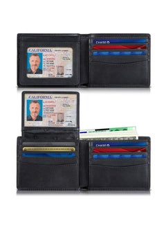 اشتري Genuine Leather Retro Business Men's Wallet Rfid Anti-theft Brush Tri-fold Large Capacity Short Men's Wallet في السعودية