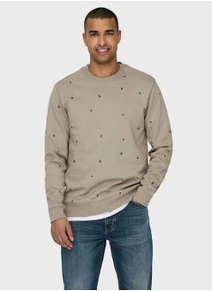 Buy All Over Print Crew Neck Sweatshirt in UAE