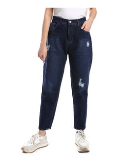 اشتري Woman Boyfriend Jeans Trousers - Blue في مصر