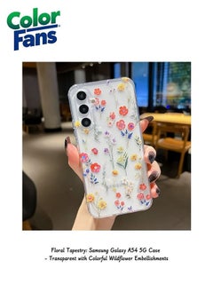 Buy Floral Tapestry: Samsung Galaxy A54 5G Case - Transparent with Colorful Wildflower Embellishments in UAE