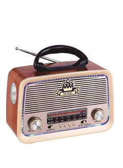 اشتري Radio FM - AM - SW Gold/Brown/Black Bluetooth Portable Audio TF Card  USB Flash disk Aux playback في السعودية