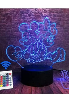 Buy Multicolour Mickey Mouse Anime Figure 3D LED Desk Nightlight 16 Colors Changing Sleep Light Minnie Mouse Cartoon Figure Kids Gift in UAE