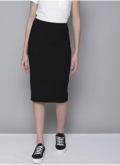 اشتري Ribbed Pencil Skirt with Back Slit في السعودية