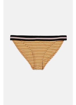 Buy Women Stripe Swimwear Panty, Brown and Yellow in Saudi Arabia