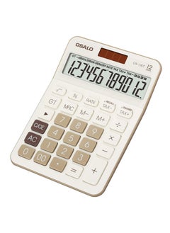 Buy Calculator Large Display Large Buttons 12-Digits Office Desk Calculator with VAT Tax Function, Brown in UAE