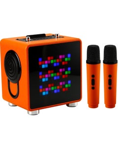 Buy Portable Bluetooth Speaker with LED Light and 2 Wireless Microphones for Kids Adults in UAE