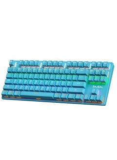 Buy 87 Keys Wired Mechanical Keyboard Mixed Light Mechanical Keyboard with Mechanical Blue Switch Suspension Button Blue in Saudi Arabia