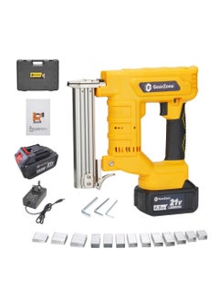 اشتري GearZone 21v Cordless Staple Gun Brad Nailer with Fast Charger and 2pcs Lithium Battery 1000pcs Straight Nails and 1000pcs Code Nails Packed in Tool Case في الامارات