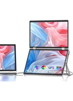 اشتري Laptop Screen Extender, 15.6" Folding Portable Monitor for Laptop, 1080P FHD IPS Triple Monitor Extension for Laptop with Windows MacOS, One Cable/340° Rotation/VESA Mountable/Ergo Design في الامارات