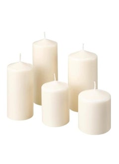 Buy Decorative Candles for Wedding Candles,Home Interior,Restaurants, Meditation Smokeless Cotton Wick(Unscented Block Candles-Pack of 5) in UAE