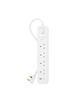 Buy 18W 4-Way 2-USB Power Extension Surge Protector White 2m BKN-SRB001AR2M in Saudi Arabia