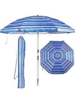 اشتري RoyalPolar 7ft Beach Umbrella for Sand Aluminum Pole UV 50+ Protection Outdoor Windproof Beach Umbrella with Sand Anchor Portable Carry Bag for Beach Patio Lawn Garden Backyard في الامارات