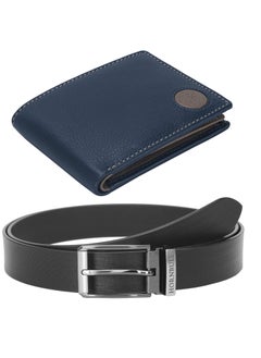 Buy Gift Set for Men | Navy Wallet and Black Belt Men's Combo Gift Set | Leather Wallets for men | Men’s Wallet BWN104166 in UAE