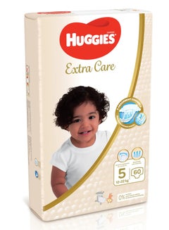 اشتري Extra Care Baby Diapers, Size 5, 12 - 22 kg, 60 Count - Jumbo Pack, Gentle Skin Care, Breathable Material في السعودية