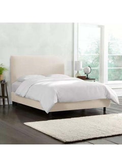 Buy Beige Velvet Comfort: Swedish Wood Super King Bed (200x200x140) by Alhome in Saudi Arabia