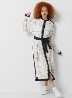 Buy Printed Button And Tie Detail Dress in Saudi Arabia