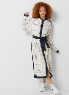 Buy Printed Button And Tie Detail Dress in Saudi Arabia