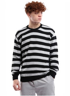 Buy Fashionable Light Grey & Black Relaxed Pullover in Egypt