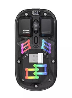 Buy Transparent Wireless Dual-Mode RGB Bluetooth Mouse Ergonomic Universal Hots Adjustable to 1600dpi / FV-T7 black in Egypt