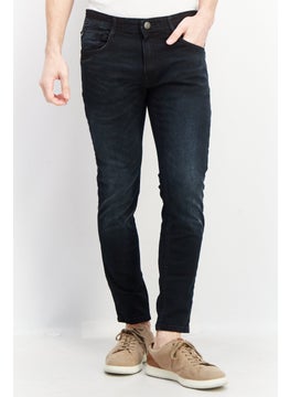 Buy Men Slim Fit Dark Wash Stretchable Jeans, Navy in UAE