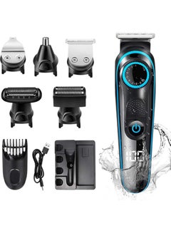 Buy 5 in 1 Rechargeable USB Multi-function Shaver Trimmer Men's Beauty 5 Floating Nose Hair Trimmers Men's Facial Shaver Green Set Blue in UAE