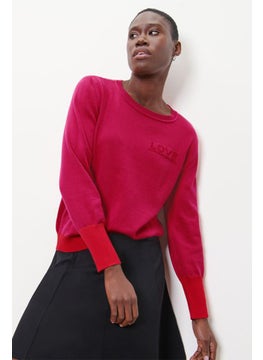 Buy Women Crew Neck Long Sleeves Plain Sweatshirts, Red in UAE