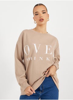 Buy Oversized Longline Slogan Sweatshirt in Saudi Arabia